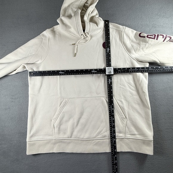 Carhartt Clarksburg Spellout Hoodie Sweatshirt Womens 2X Relaxed Cream Maroon - Picture 3 of 7